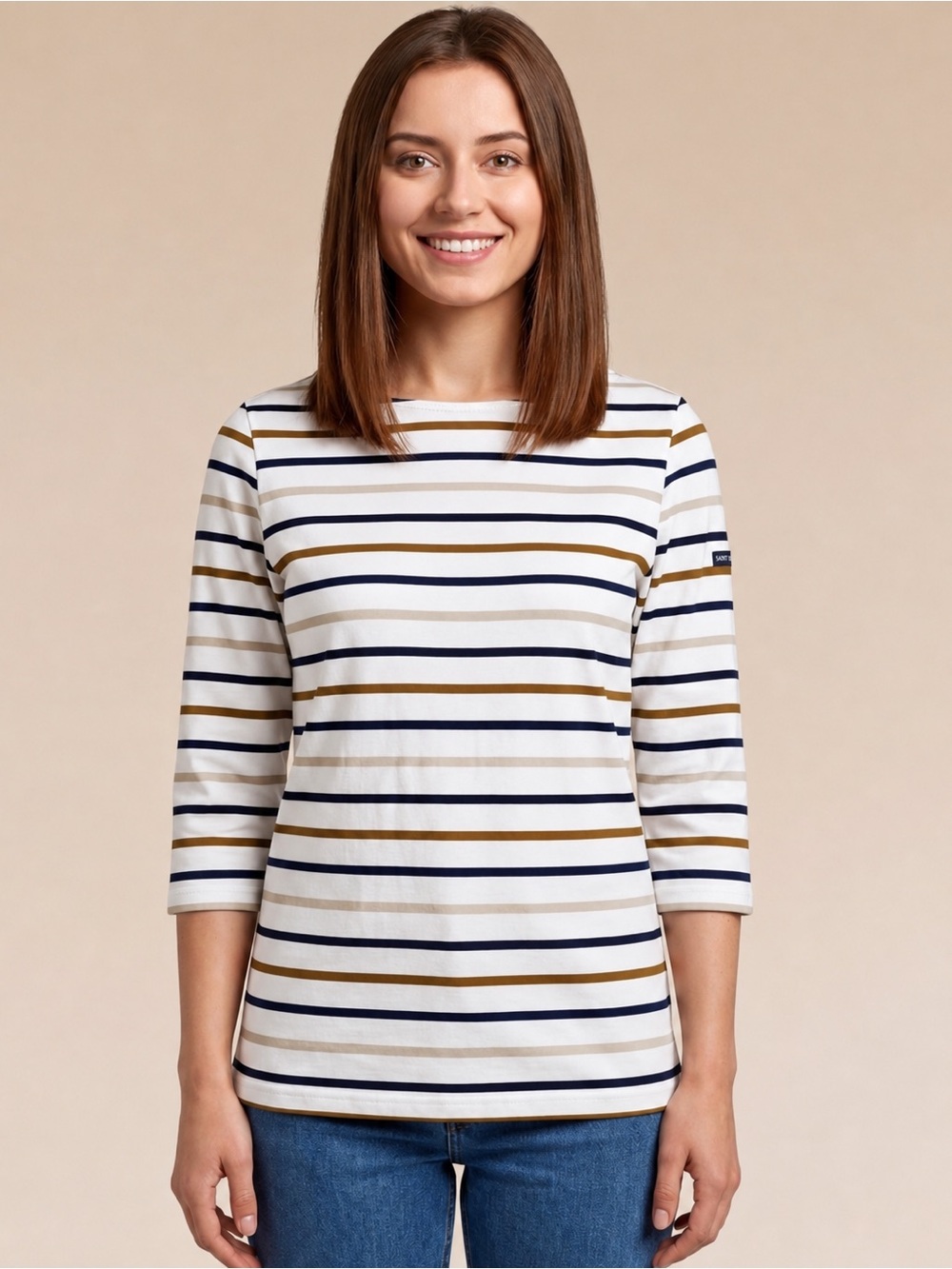 Saint James Anti-UV Propriano Striped 3/4 Sleeve top